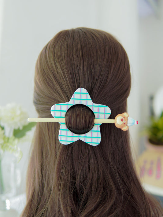 Kawaii Star & Ice Cream Bear Hair Pin